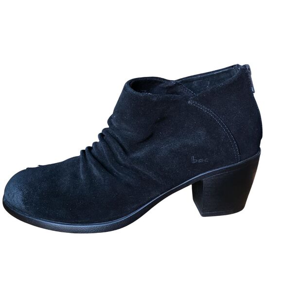 Born BOC Settle Black Leather Suede Slouch Ruched Ankle Boots 11 - Picture 2 of 16